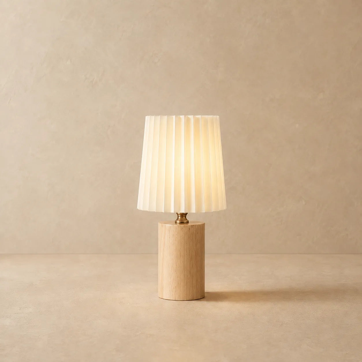 Mistdome Table Lamp, Solid Wood with Cream Linen Shade