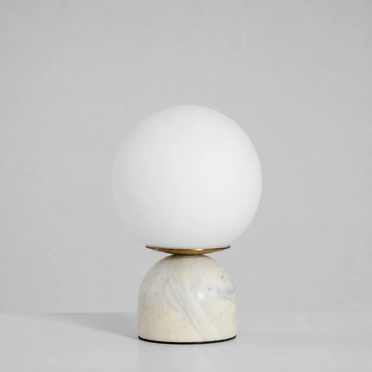 Onyx Table Lamp, Smooth Black Marble Base with White Glass Shade