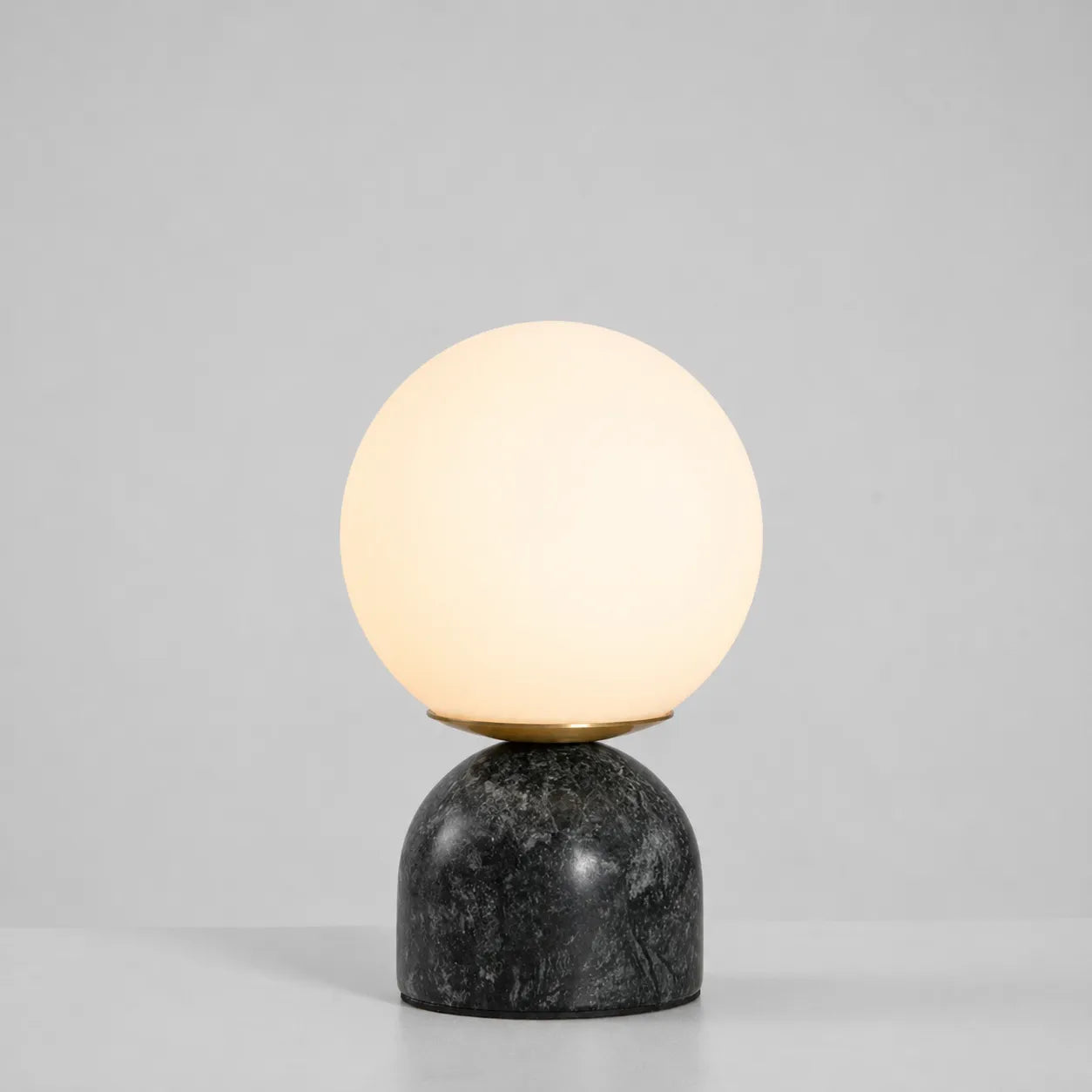 Onyx Table Lamp, Smooth Black Marble Base with White Glass Shade