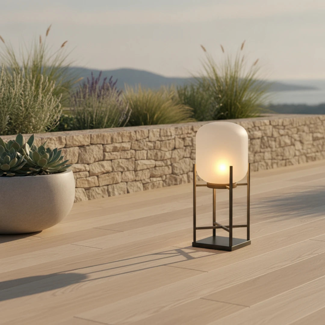 Keldvik — Starlume Outdoor Lantern, Stainless Steel and Glass — Outdoor Patio, square 1