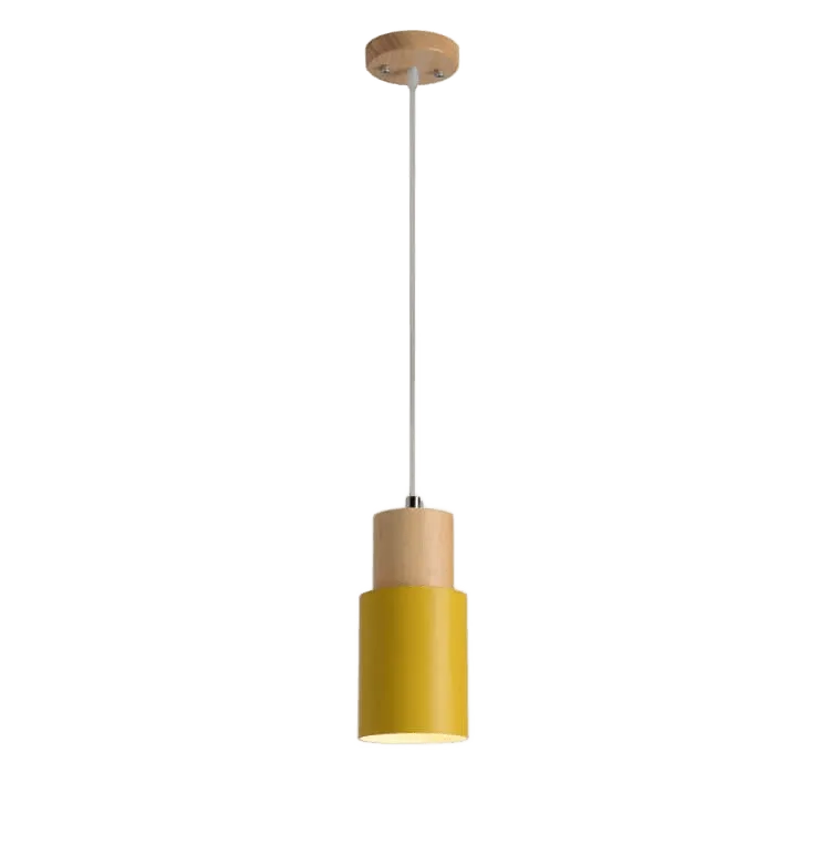Woodhue Pendant Light, Natural Wood and Iron