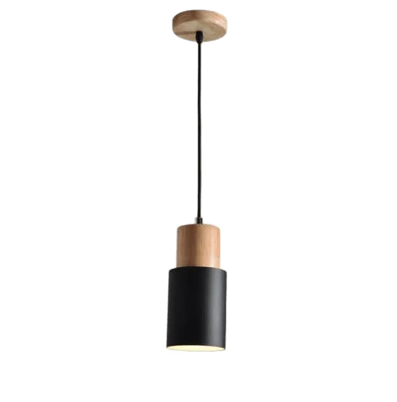 Woodhue Pendant Light, Natural Wood and Iron