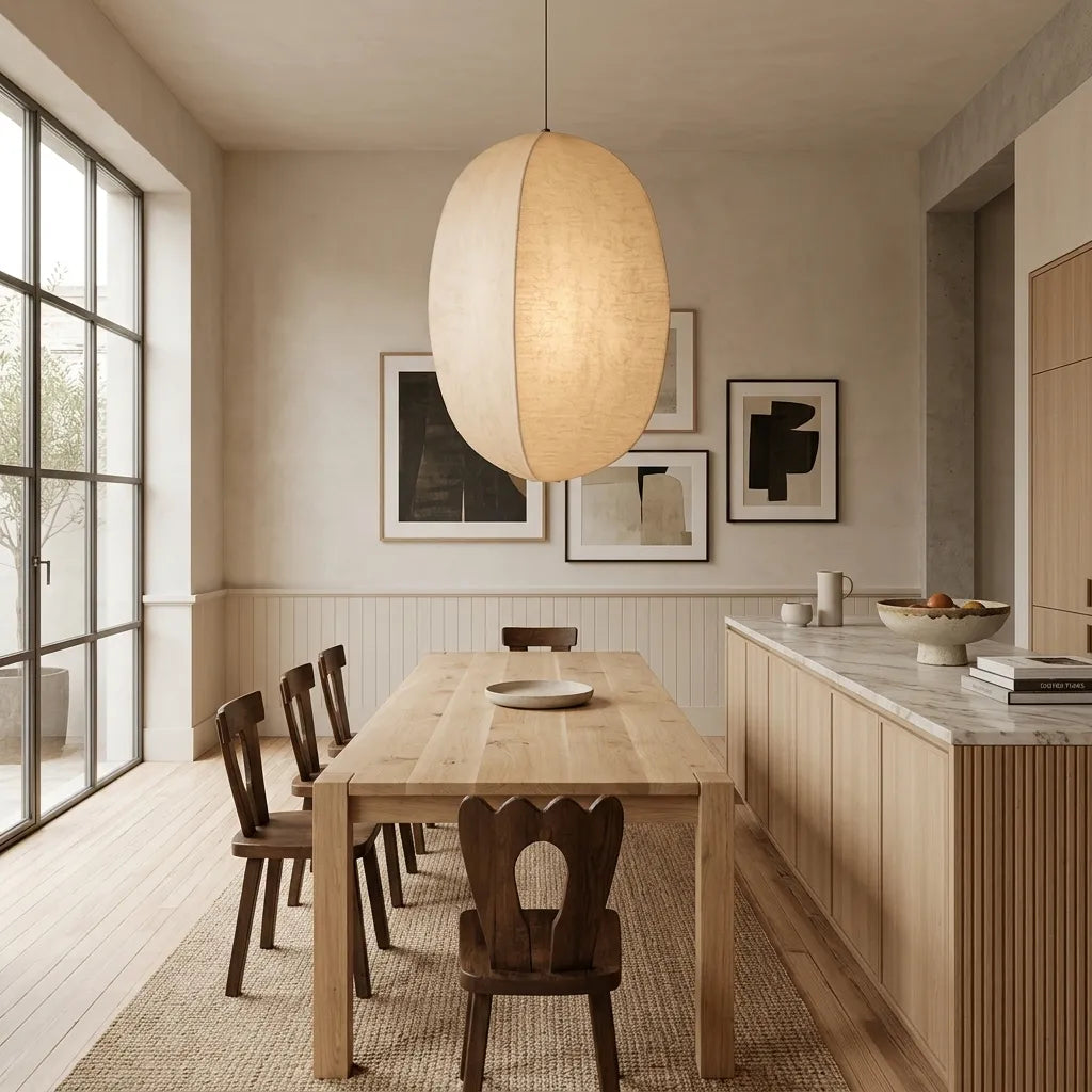 Mistlantern Pendant Light, Soft Imitation Silk Shade