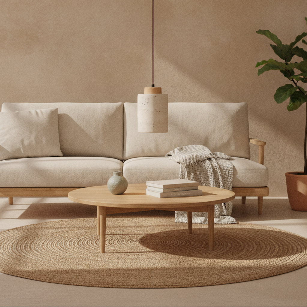 Keldvik — Kveld Pendant Lamp, Natural Travertine — Nordic Japandi Living Room, square 3