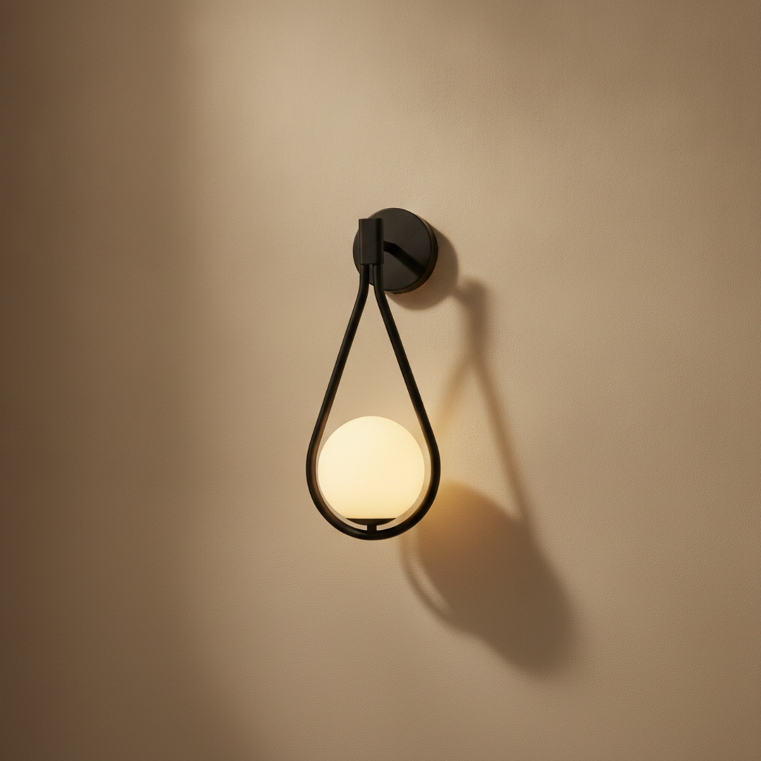 Keldvik — Lunaris Ceiling Lamp, Elegant Glass Globe on Metal Arm — Warm Neutral Studio, square 1