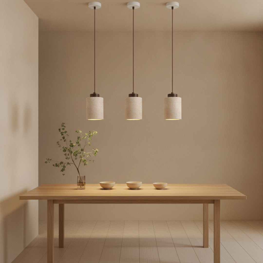 Keldvik — Kveld Pendant Lamp, Natural Travertine — Pendant Lamp over Dining Table, square 3