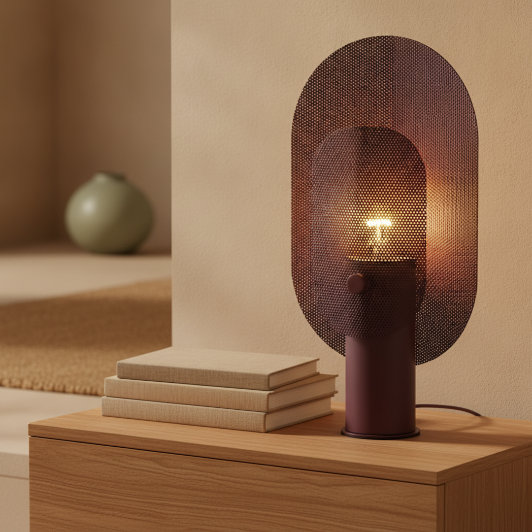 Keldvik — Gridhaven Table Lamp, Iron Mesh in Light Pink and Purple — Luxury Interior, square 1