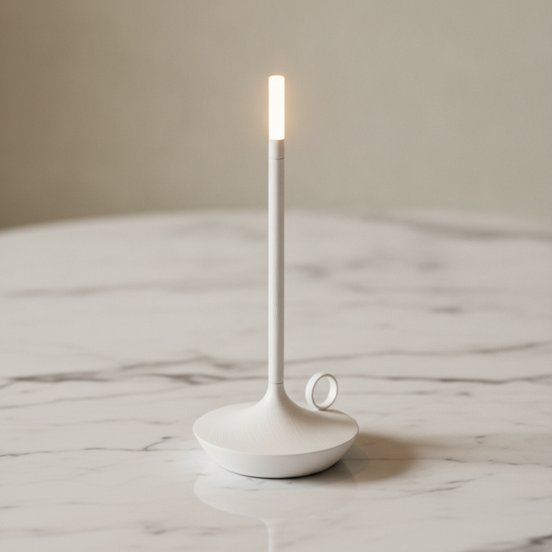 Keldvik — Svelte Table Lamp, Brushed Aluminium Finish — Marble Surface, square 3