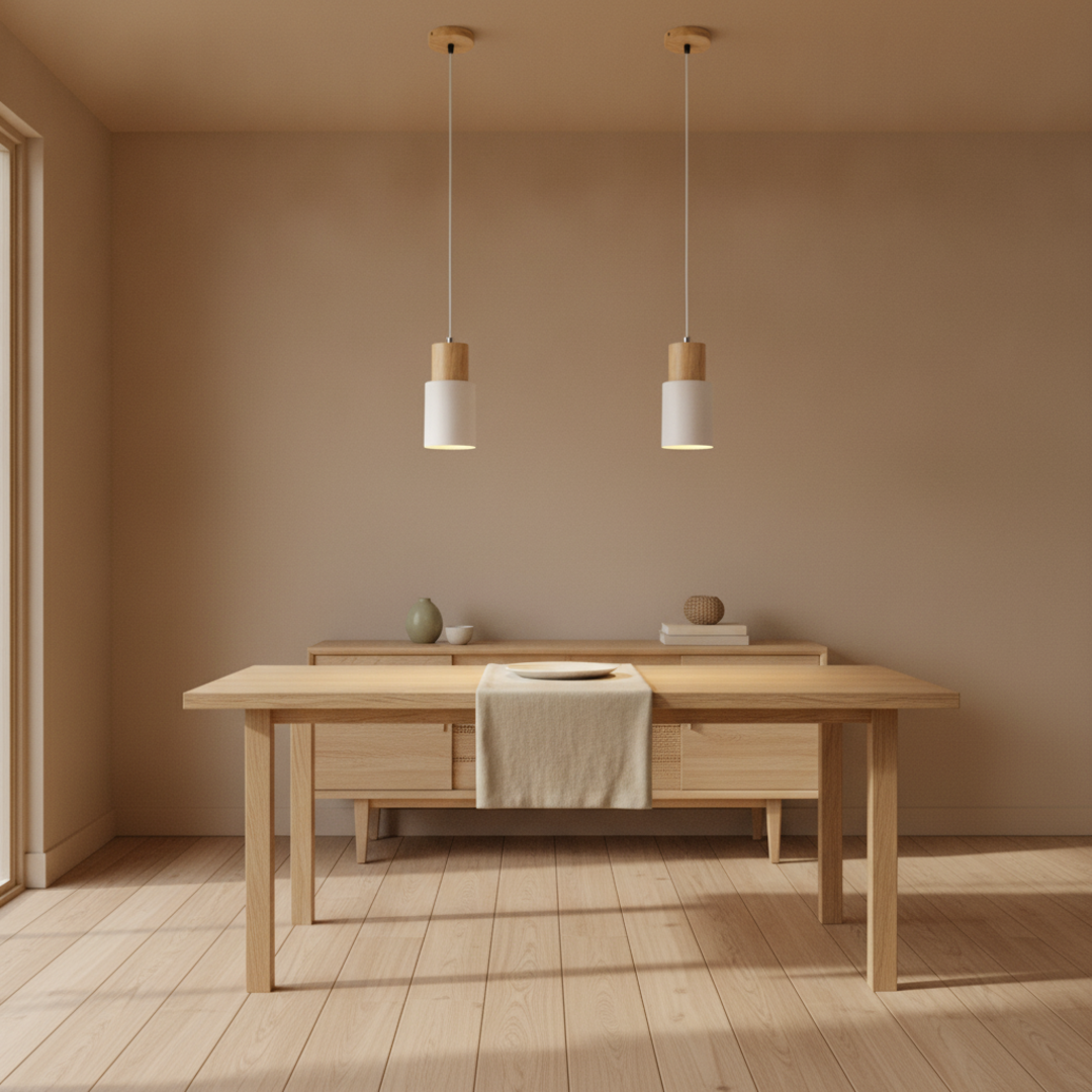 Keldvik — Woodhue Pendant Light, Natural Wood and Iron — Nordic Japandi Living Room, square 1