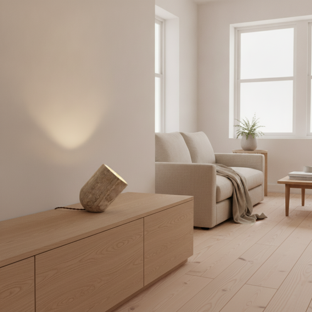 Keldvik — Cavestone Table Lamp, Natural Travertine — Scandinavian Minimal Interior, square 1