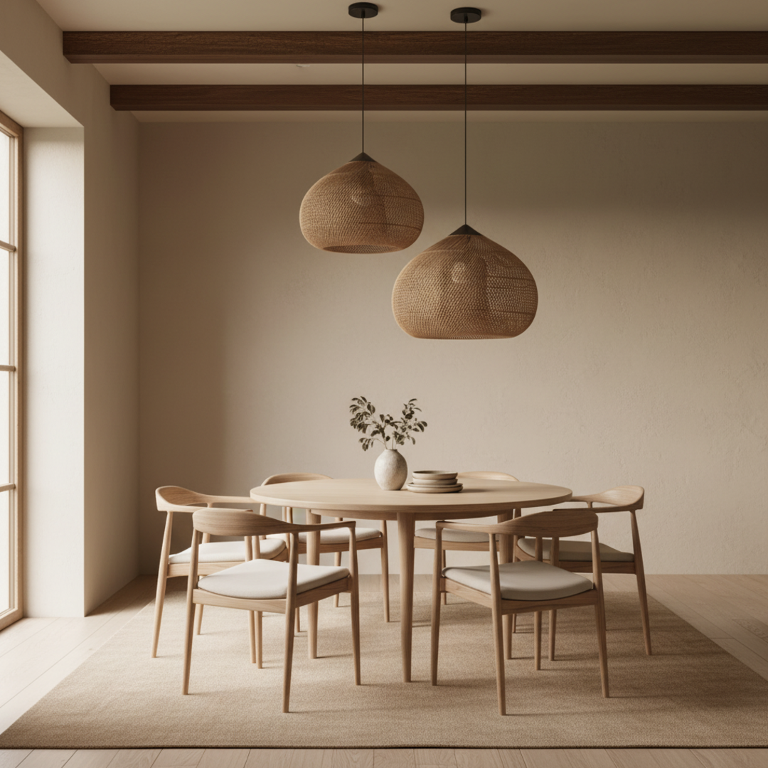 Keldvik — WovenGlow Ceiling Lamp, Handcrafted Wisteria Rattan — Nordic Japandi Living Room, square 2