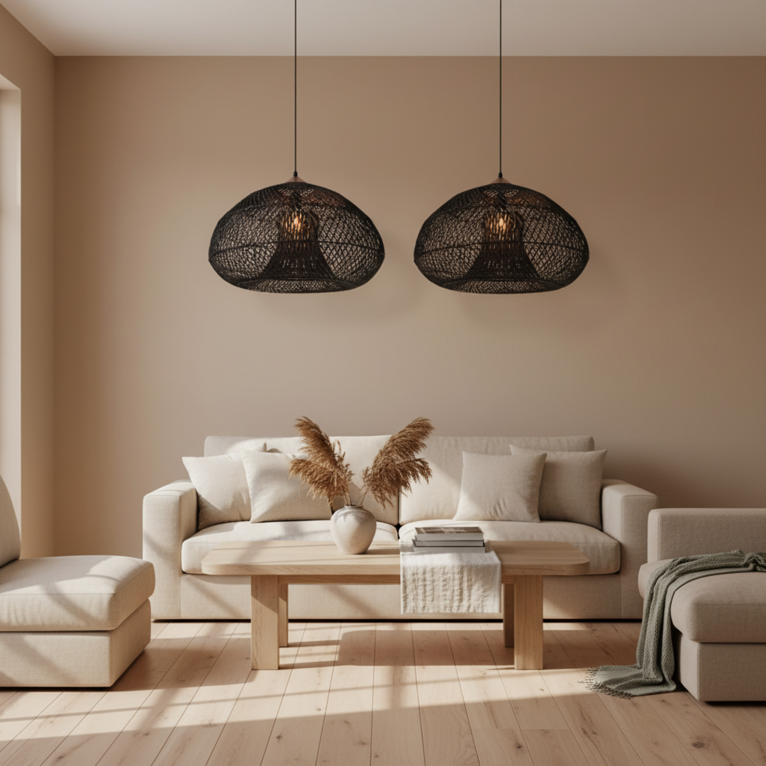 Keldvik — WovenGlow Ceiling Lamp, Handcrafted Wisteria Rattan — Nordic Japandi Living Room, square 3