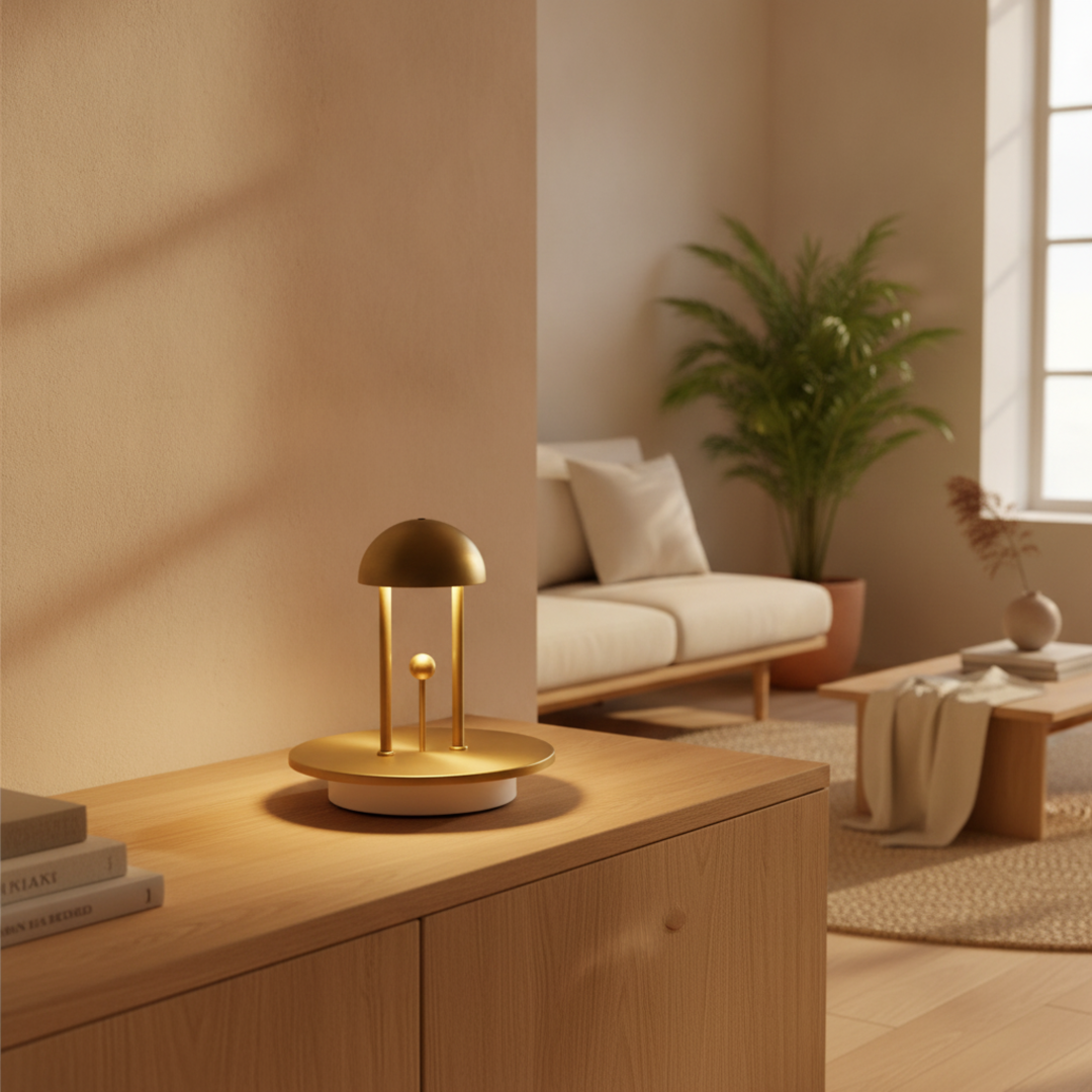 Keldvik — Harmonarc Table Lamp, Warm White Steel and ABS — Nordic Japandi Living Room, square 2