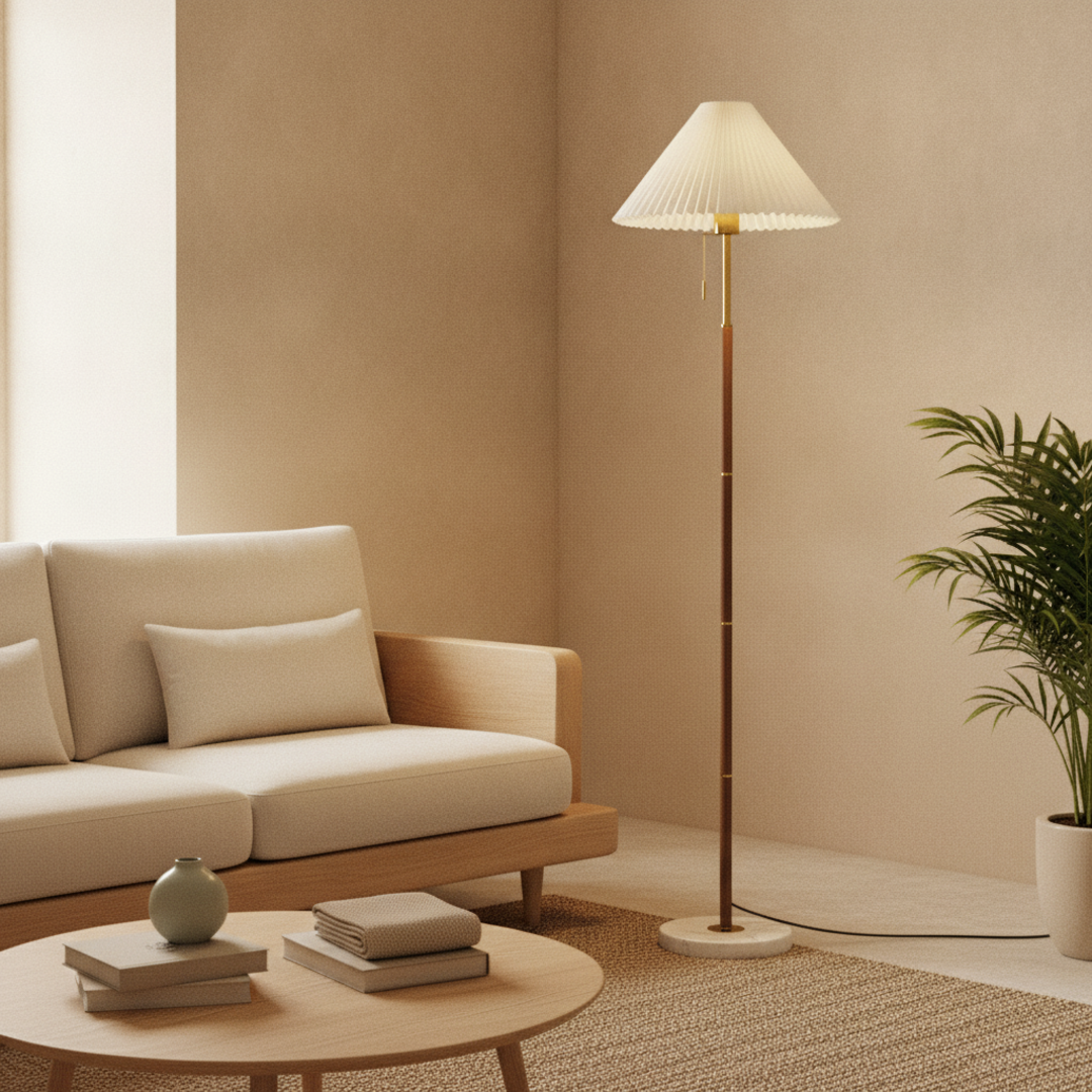 Keldvik — Mistwave Floor Lamp, Elegant Iron and Marble Design — Nordic Japandi Living Room, square 1