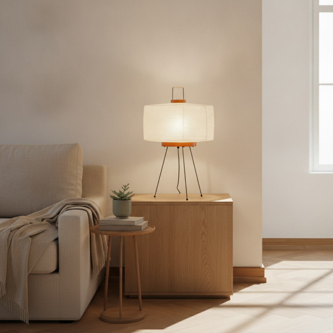 Keldvik — Moonlit Table Lamp, Hand-Folded Washi Shade — Scandinavian Minimal Interior, square 3