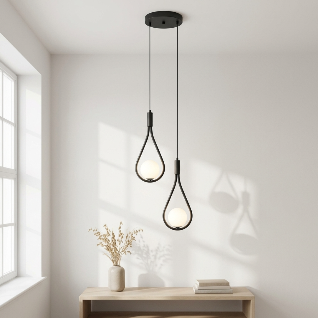 Keldvik — Dropstone Pendant Light, Black Metal and Glass — Scandinavian Minimal Interior, square 5