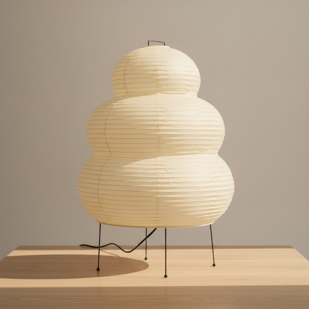 Keldvik — Shiro Table Lamp, Handmade Mulberry Paper Shade — Wooden Table, square 2