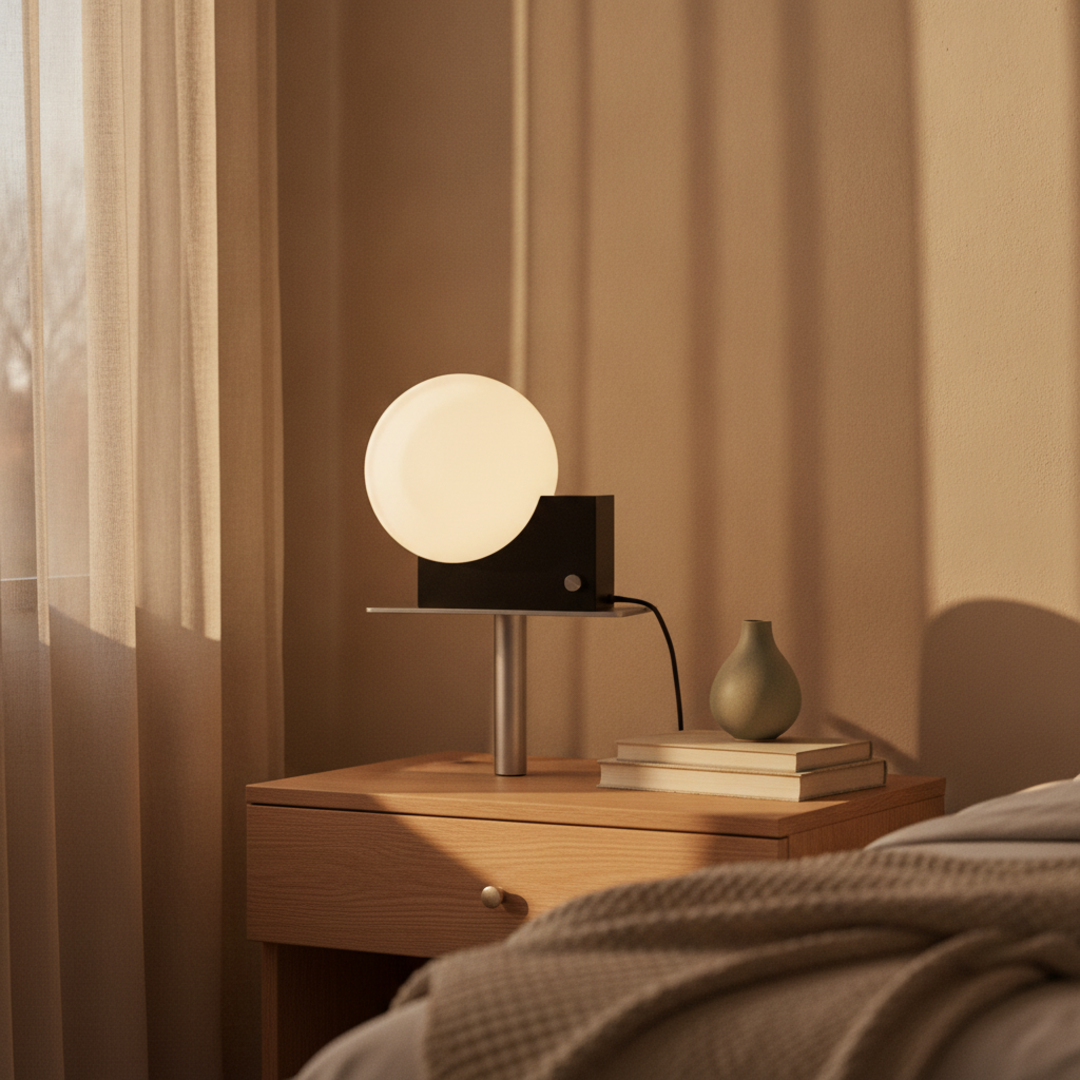 Keldvik — Frostveil Desk Lamp, Frosted Glass and Polished Stainless Steel — Office Desk, square 3