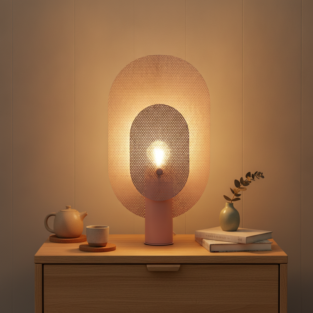 Keldvik — Gridhaven Table Lamp, Iron Mesh in Light Pink and Purple — Premium Catalog Look, square 2
