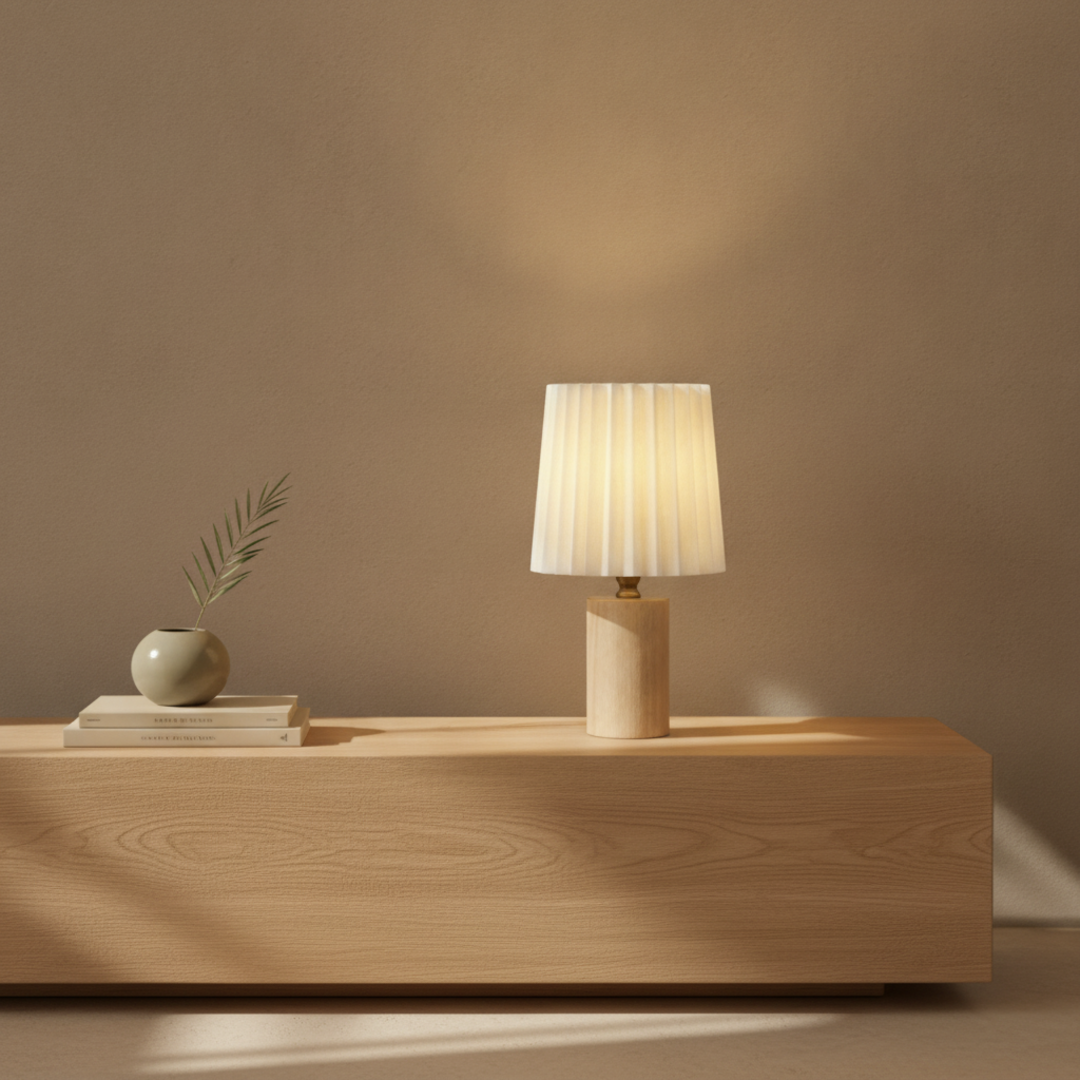 Keldvik — Mistdome Table Lamp, Solid Wood with Cream Linen Shade — Premium Catalog Look, square 2