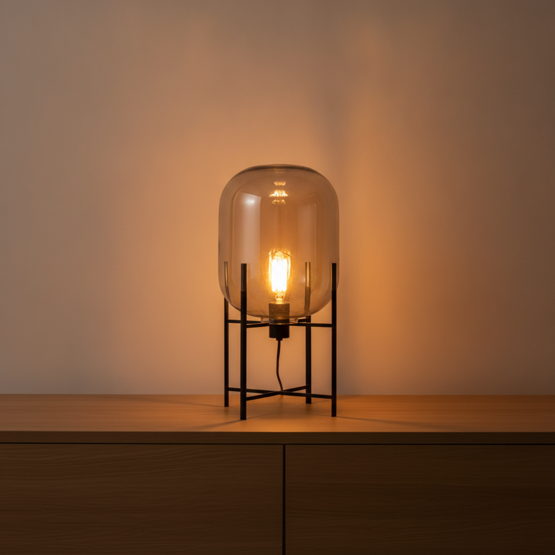Keldvik — Hazeveil Table Light, Smokey Grey Glass Dome — Premium Catalog Look, square 1