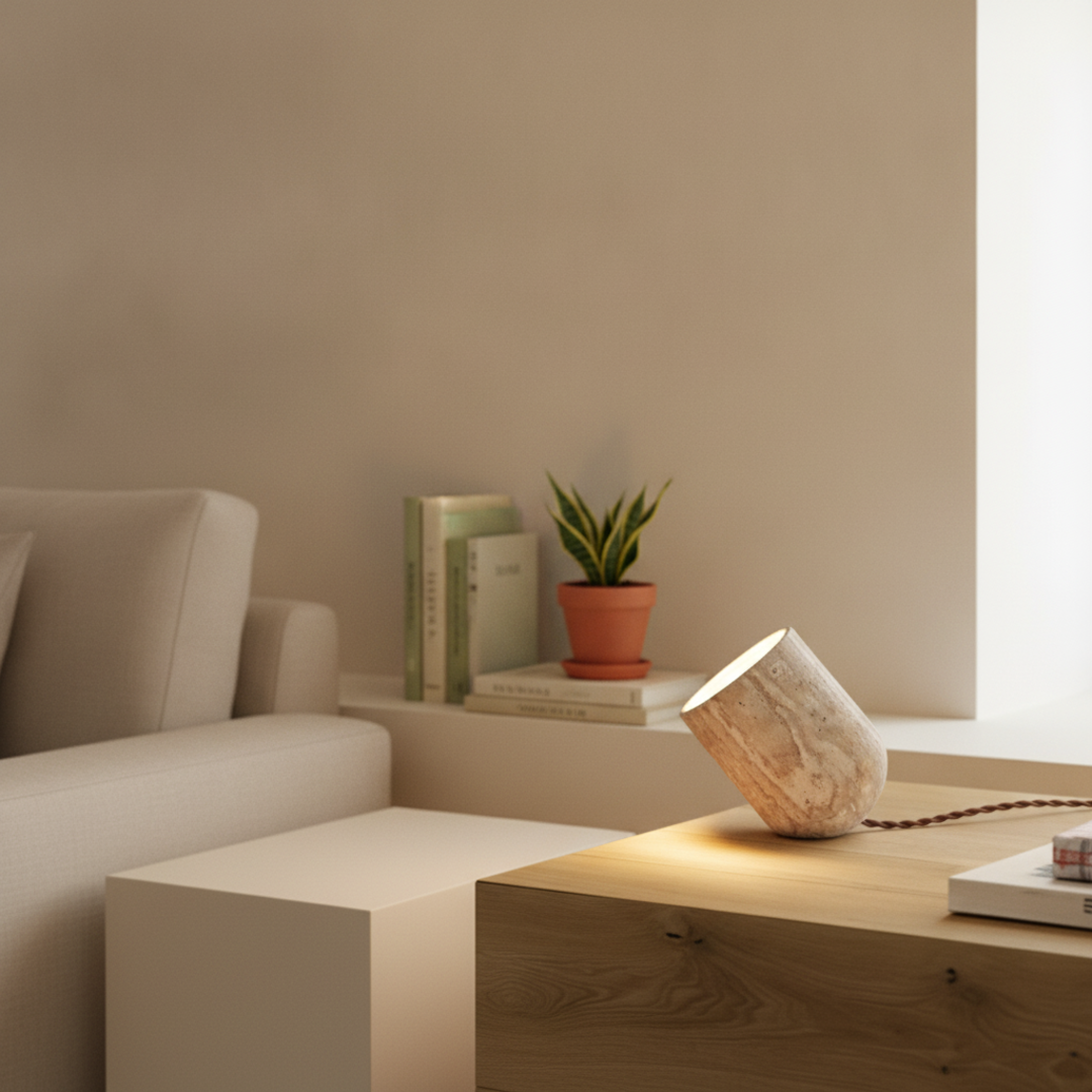 Keldvik — Cavestone Table Lamp, Natural Travertine — Modern Home Interior, square 1