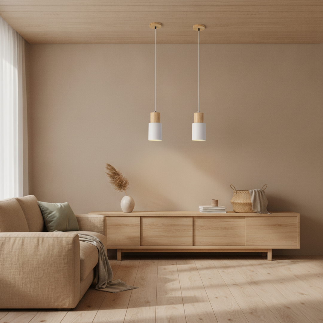 Keldvik — Woodhue Pendant Light, Natural Wood and Iron — Nordic Japandi Living Room, square 2