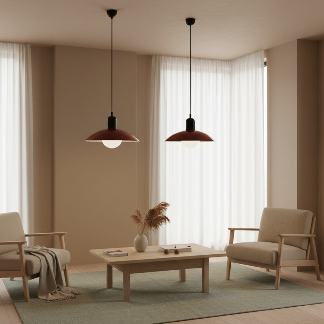 Keldvik — Emberline Pendant Light, Durable Iron in Macaron Hues — Nordic Japandi Living Room, square 2