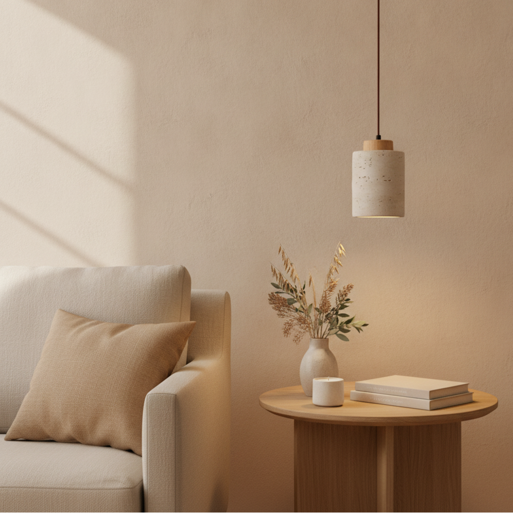 Keldvik — Kveld Pendant Lamp, Natural Travertine — Warm Beige Interior, square 2