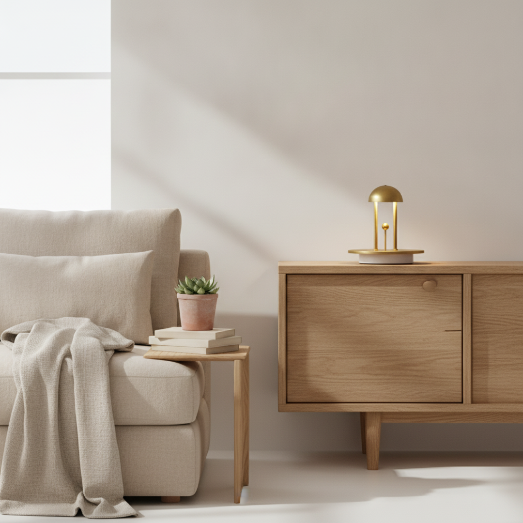Keldvik — Harmonarc Table Lamp, Warm White Steel and ABS — Scandinavian Minimal Interior, square 1