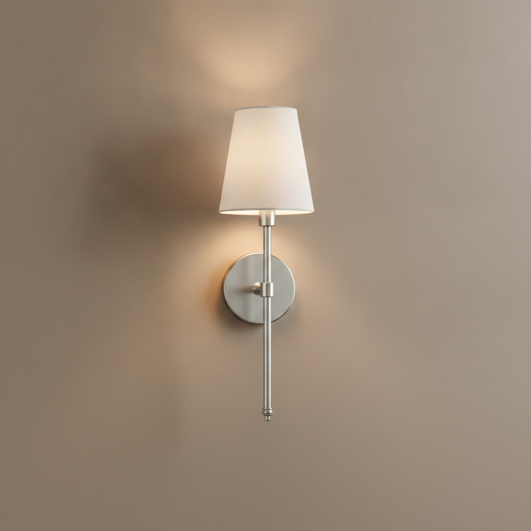 Keldvik — Emberhue Wall Sconce, Vintage Fabric with Metal Accents — Premium Catalog Look, square 1