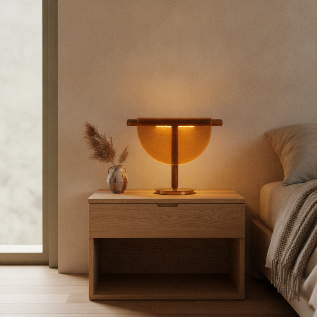 Keldvik — Havenlight Table Lamp, Amber Glass Shade on Iron Base — Luxury Interior, square 1