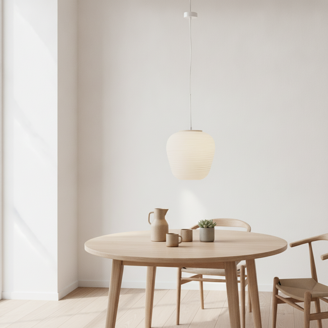 Keldvik — Opaline Pendant Light, Ribbed Frosted Glass — Scandinavian Minimal Interior, square 1