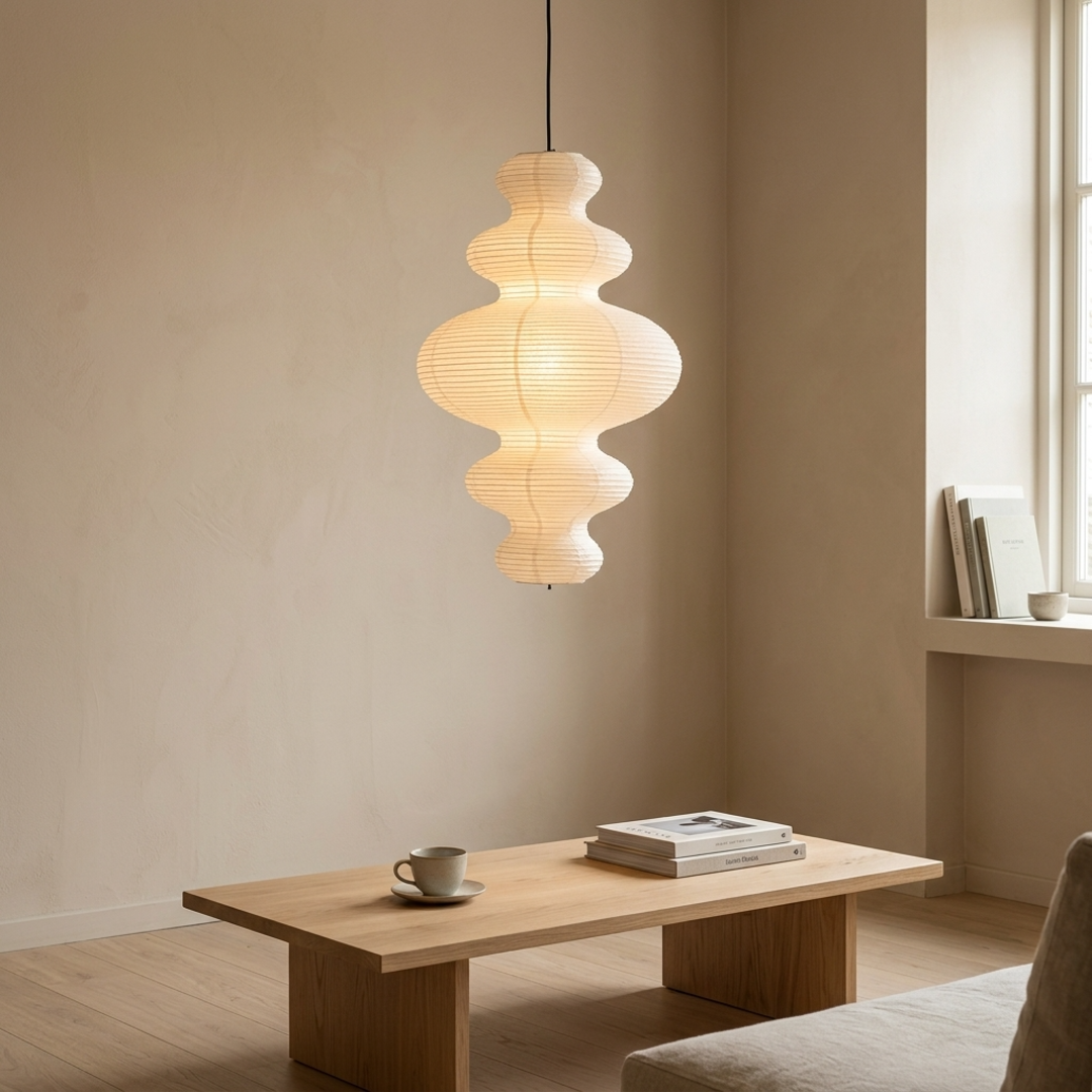 Keldvik — Yuki Pendant Light, Handcrafted Rice Paper Shade — Nordic Japandi Living Room, square 5