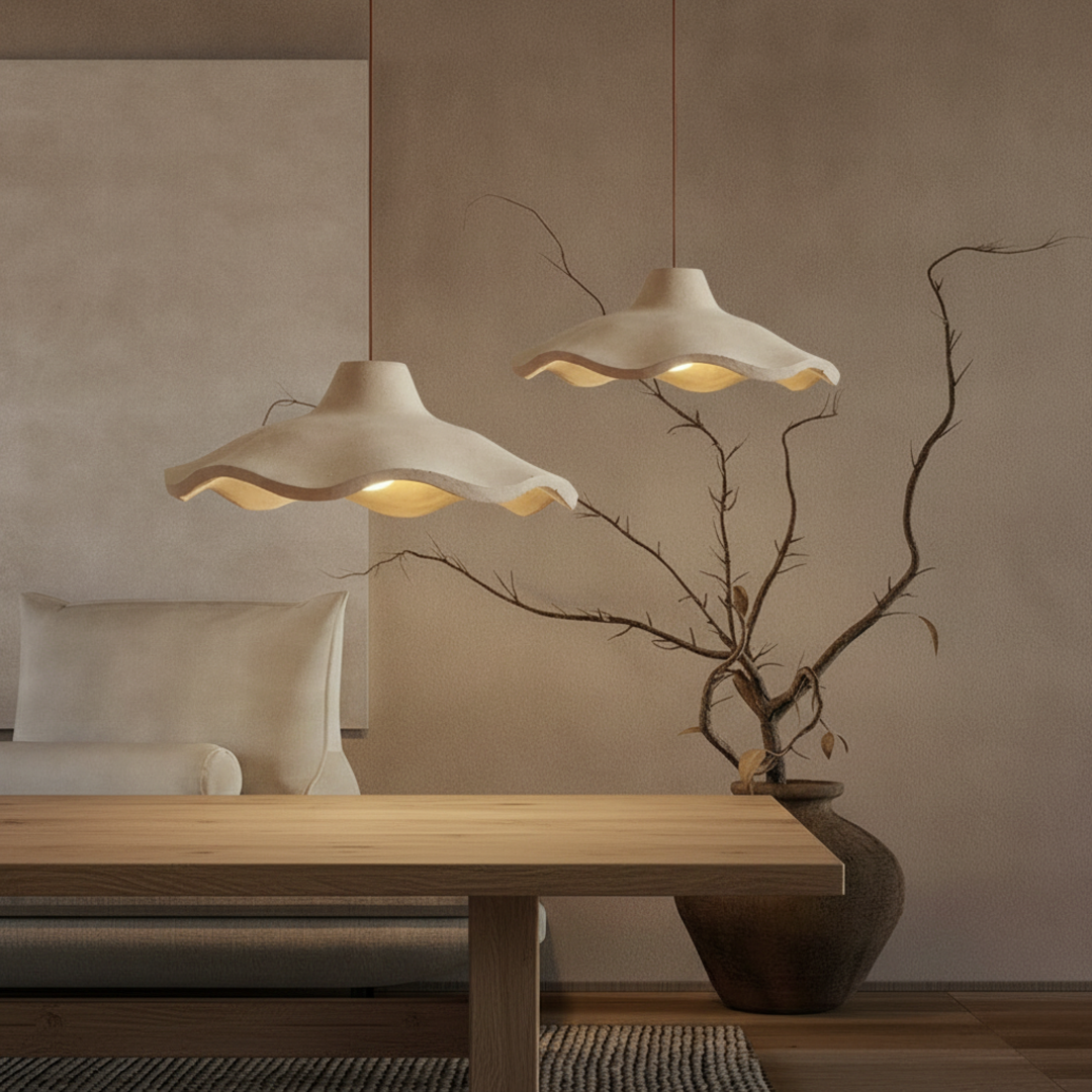 Keldvik — Floraluxe Pendant Light, Handcrafted Cement Design — Warm Beige Interior, square 2