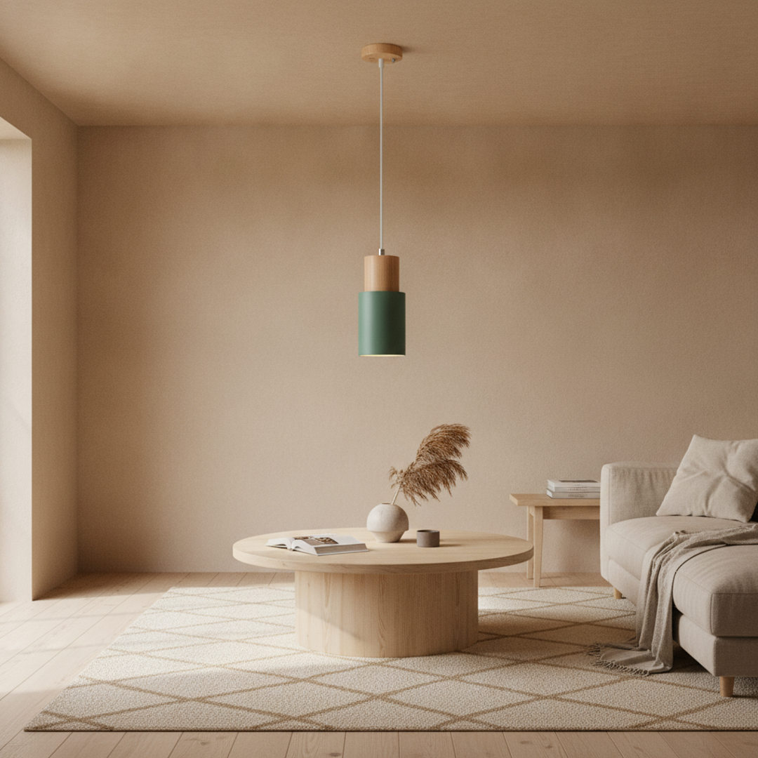 Keldvik — Woodhue Pendant Light, Natural Wood and Iron — Nordic Japandi Living Room, square 4