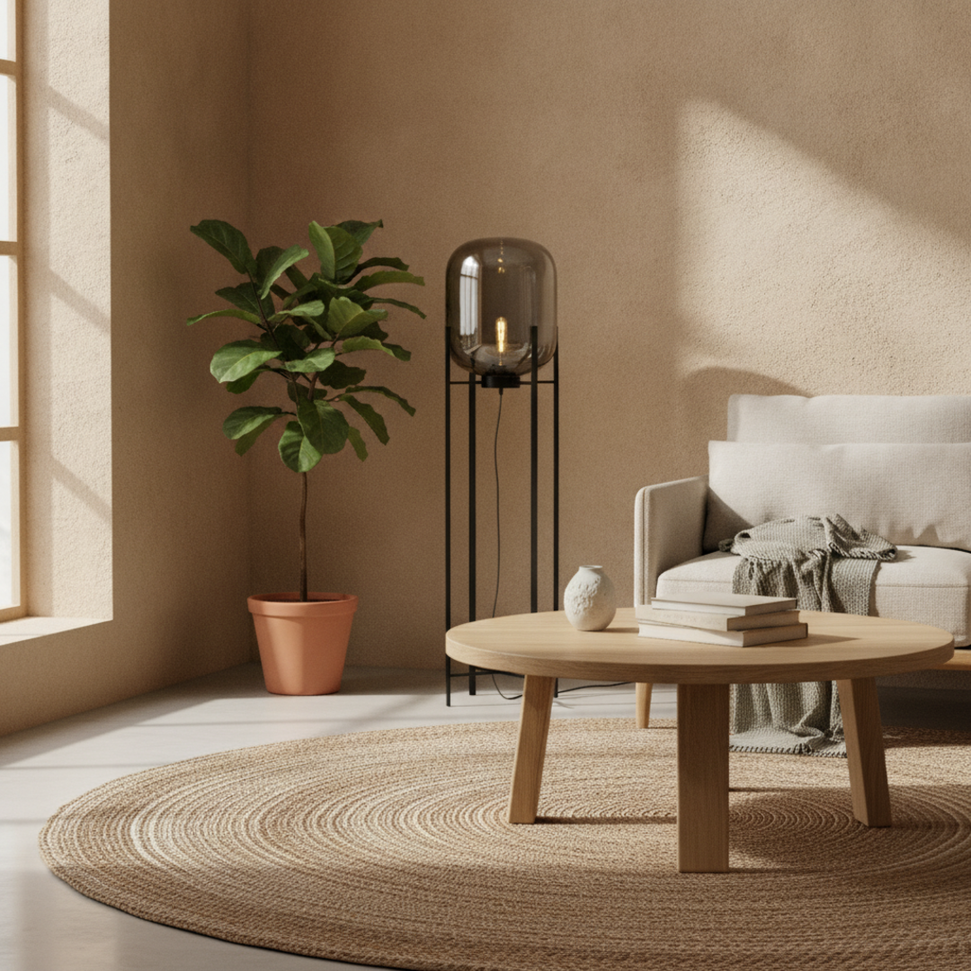 Keldvik — Hazeveil Table Light, Smokey Grey Glass Dome — Nordic Japandi Living Room, square 2