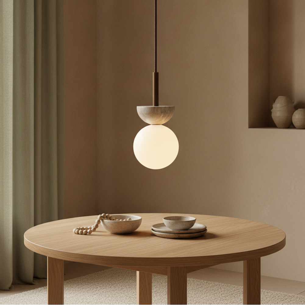 Keldvik — Terranova Pendant Lamp, Cream Travertine Finish — Luxury Interior, square 2