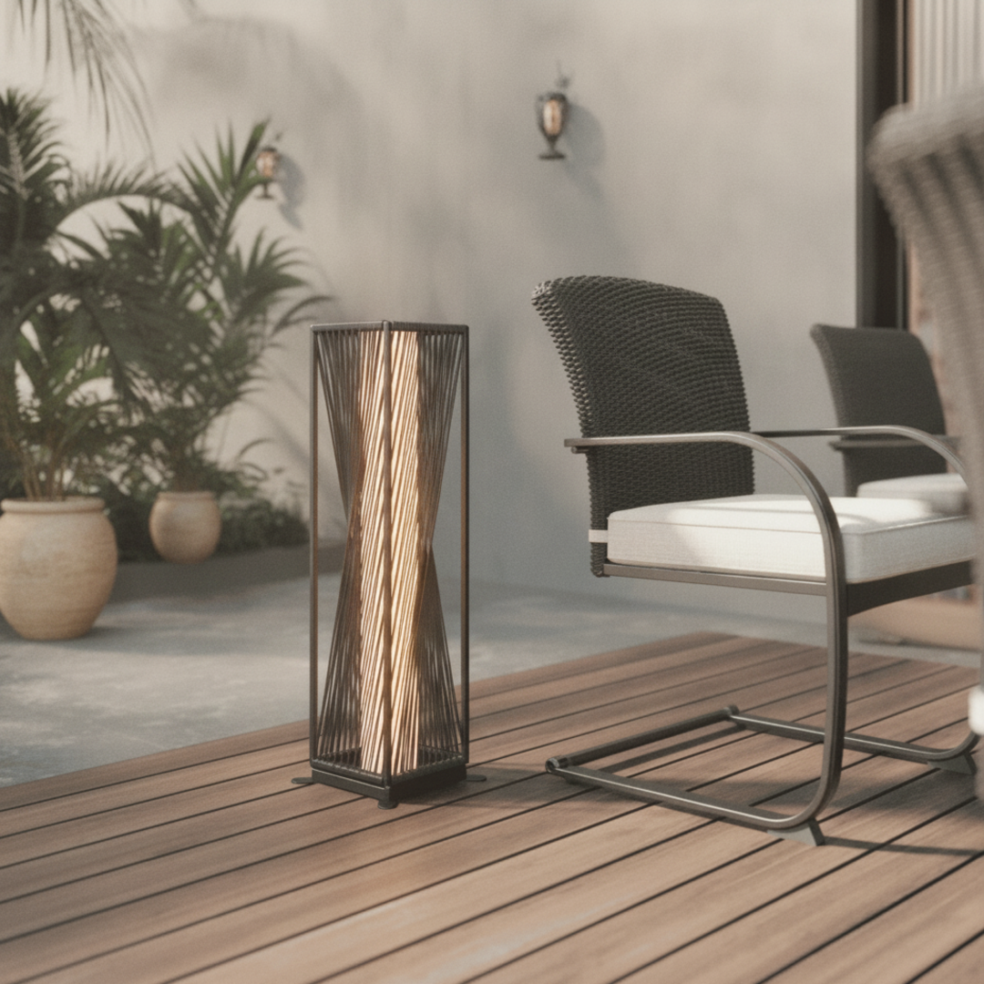 Keldvik — TerraGlow Outdoor Lamp, Weather-Resistant Resin Wicker and Iron — Outdoor Patio, square 2
