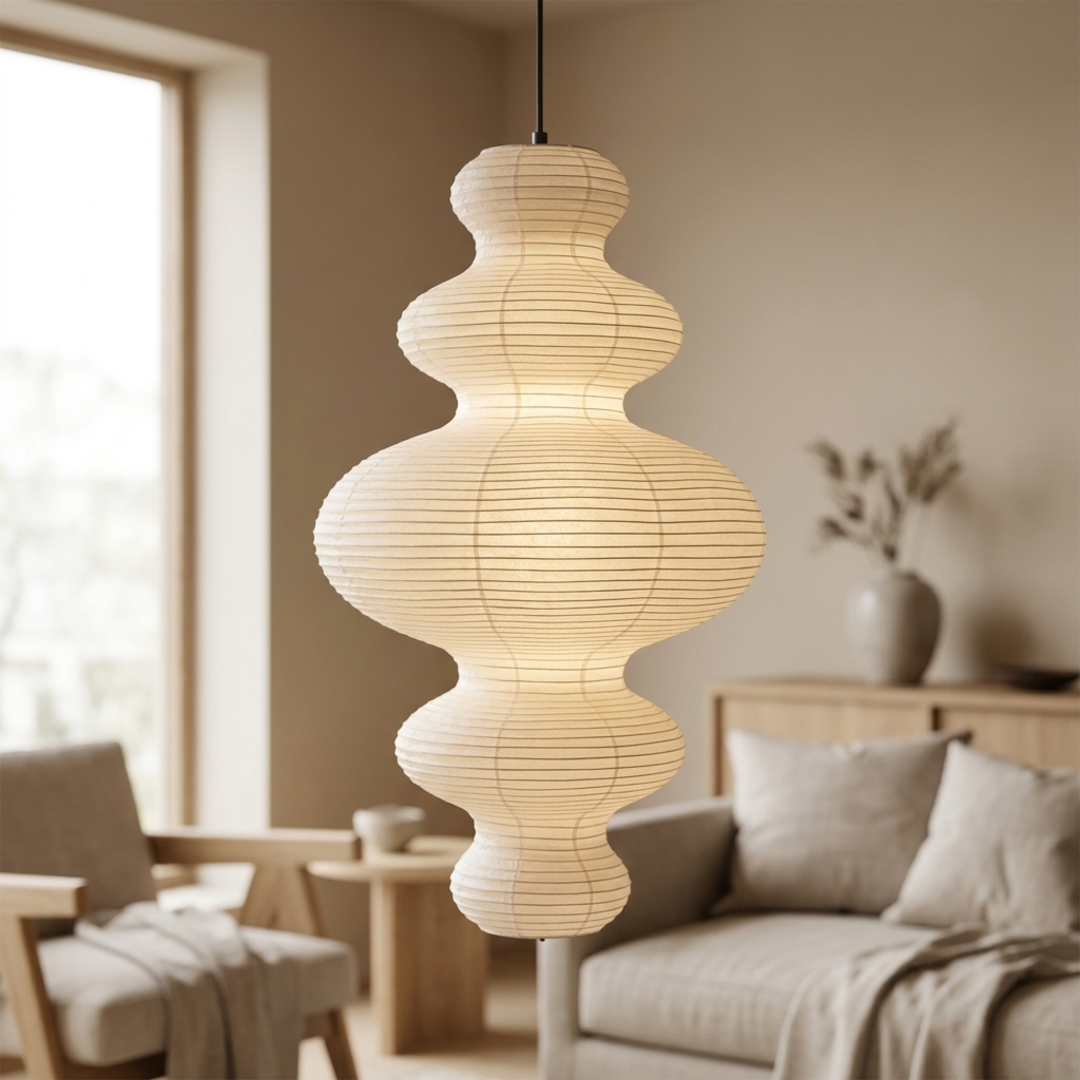 Keldvik — Yuki Pendant Light, Handcrafted Rice Paper Shade — Nordic Japandi Living Room, square 3