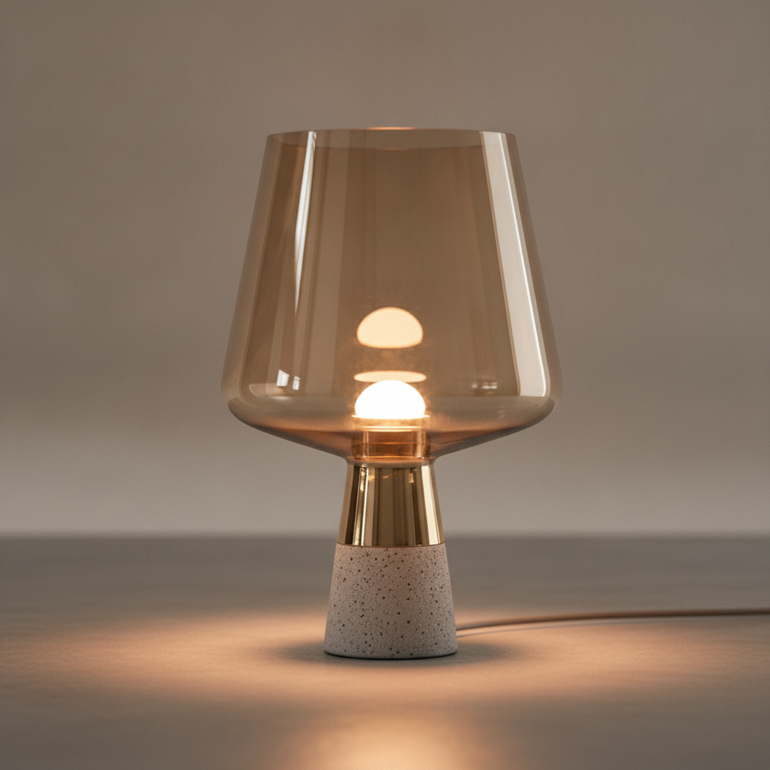 Keldvik — Hearthstone Table Lamp, Cement Base with Glass Shade — Concrete Surface, square 1