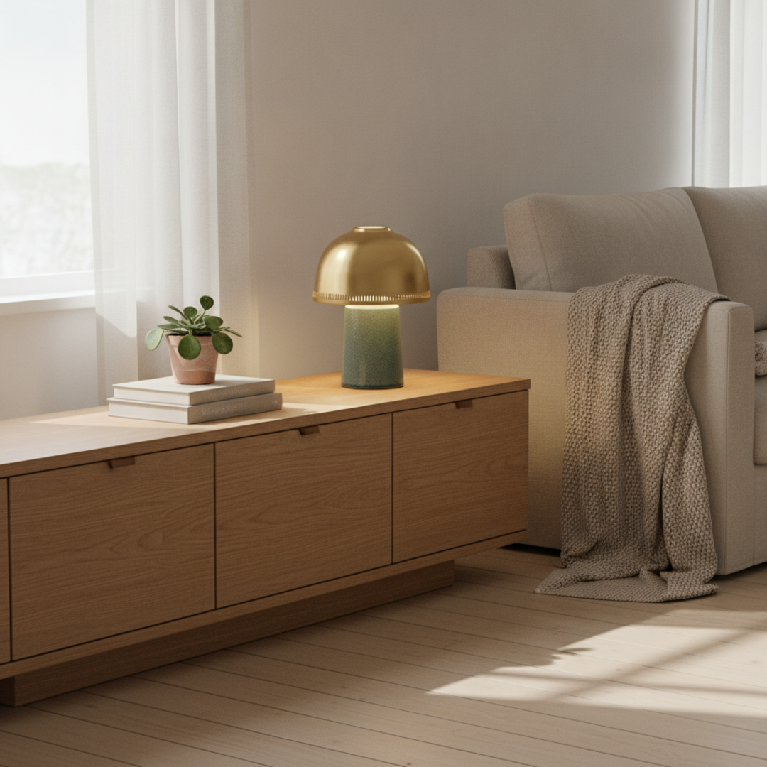 Keldvik — Kintsu Table Lamp, Hand-Sculpted Crackle Glaze Ceramic — Scandinavian Minimal Interior, square 1