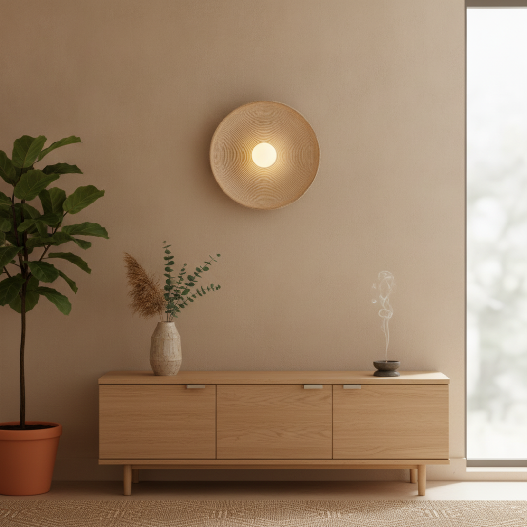 Keldvik — Kvist Wall Light, Natural Wood Effect Finish — Nordic Japandi Living Room, square 1