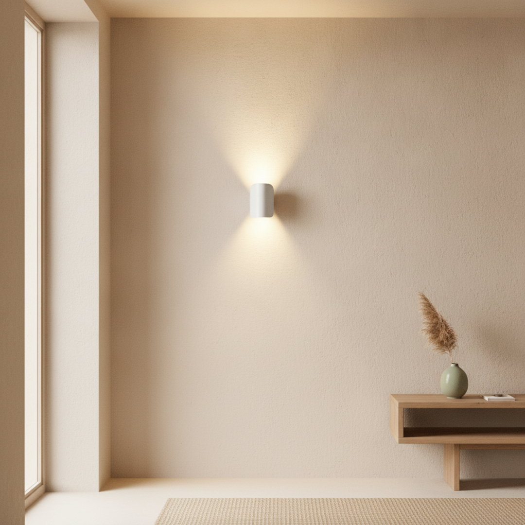 Keldvik — Bjorn Wall Sconce, Aluminium Up Down Light — Wall Sconce in Warm Hallway, square 1