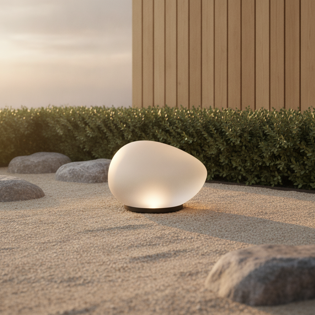 Keldvik — PebbleGlow Outdoor Light, Sandblasted Glass and ABS — Modern Garden with Solar Lights, square 3