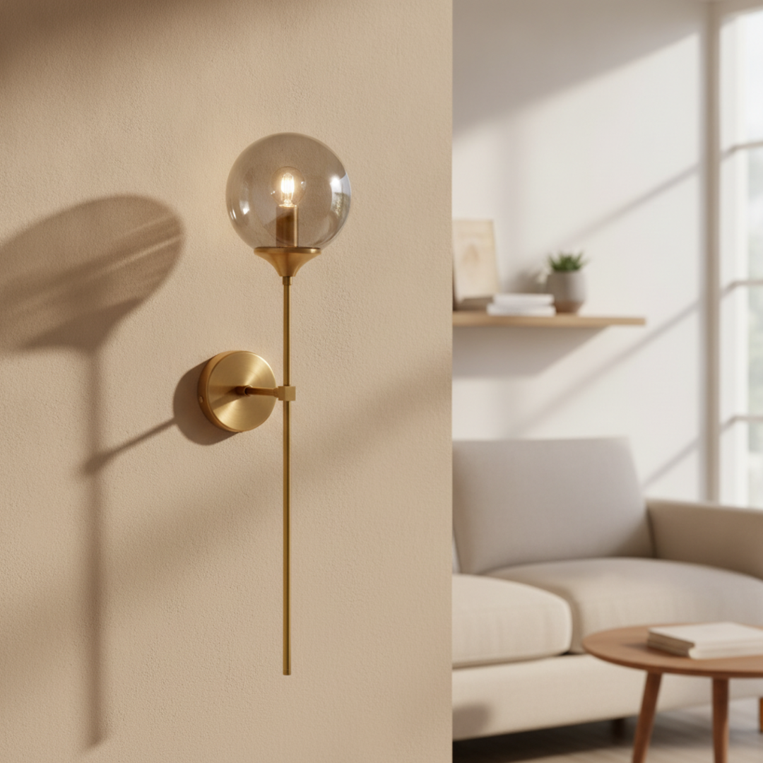 Keldvik — Globeveil Wall Lamp, Clear Glass with Iron Frame — Modern Home Interior, square 2