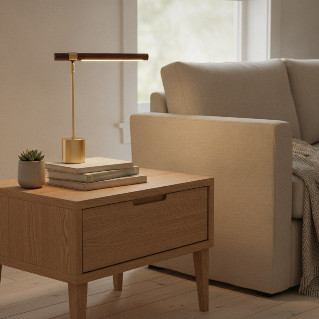 Keldvik — Forgecrest Table Lamp, Wrought Iron and Metal Shade — Scandinavian Minimal Interior, square 1