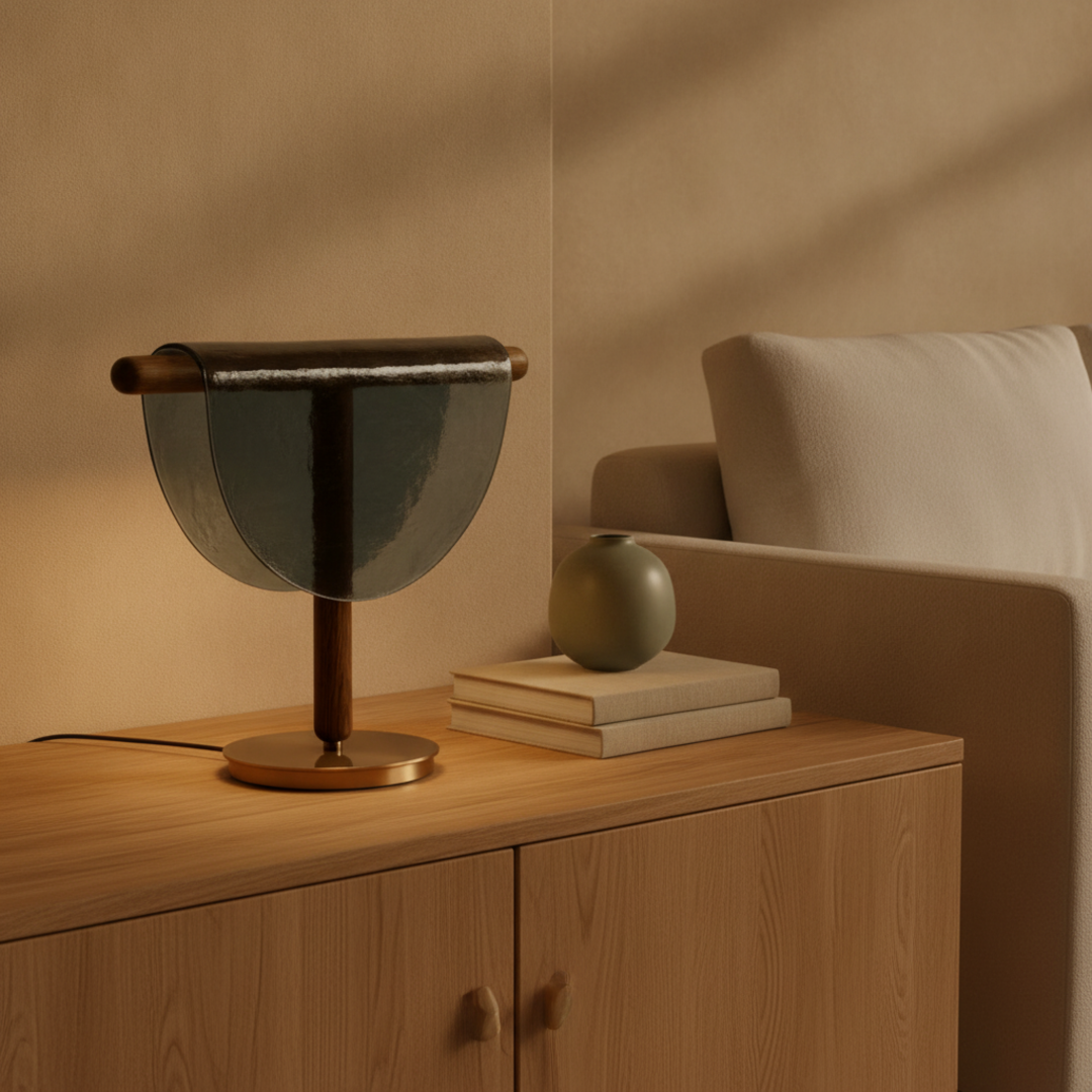 Keldvik — Havenlight Table Lamp, Amber Glass Shade on Iron Base — Luxury Interior, square 2