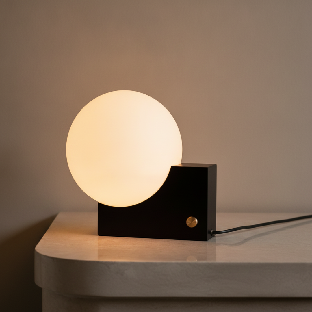 Keldvik — Frostveil Desk Lamp, Frosted Glass and Polished Stainless Steel — Premium Catalog Look, square 1