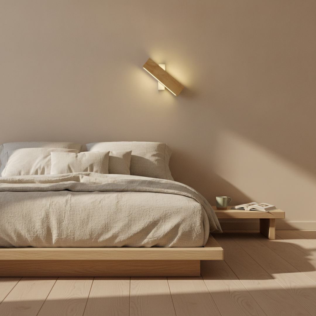 Keldvik — Harmonia Wall Sconce, Solid Wood and Frosted Acrylic — Soft Neutral Bedroom, square 2